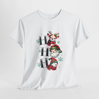 Ho Ho Ho Christmas Shirt - Cute Reindeer, Santa & Snowman Tee