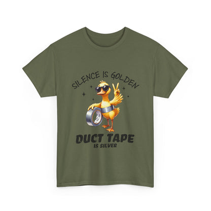 Silence Is Golden Duct Tape T-Shirt - Funny Duck Tee