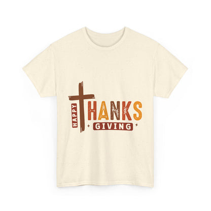 Christian Thanksgiving T-Shirt - Faith-Based “THANKS” Cross Jesus Tee