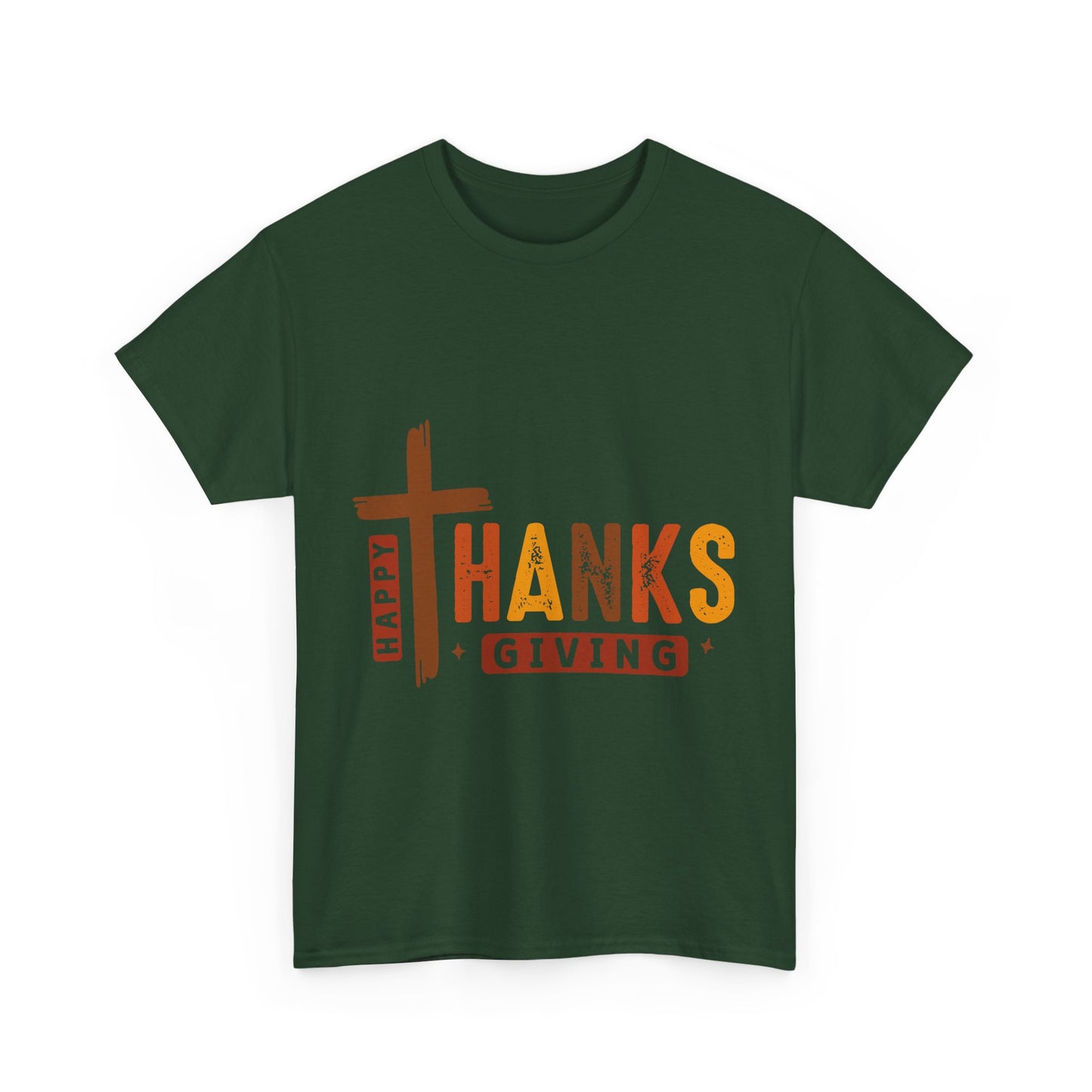 Christian Thanksgiving T-Shirt - Faith-Based “THANKS” Cross Jesus Tee
