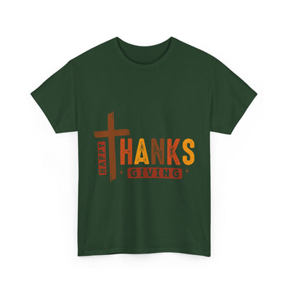 Christian Thanksgiving T-Shirt - Faith-Based “THANKS” Cross Jesus Tee