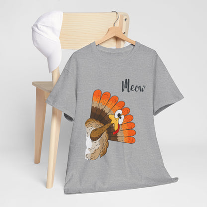 Funny Cat Turkey T-Shirt - Thanksgiving Meow Cat Lover Tee