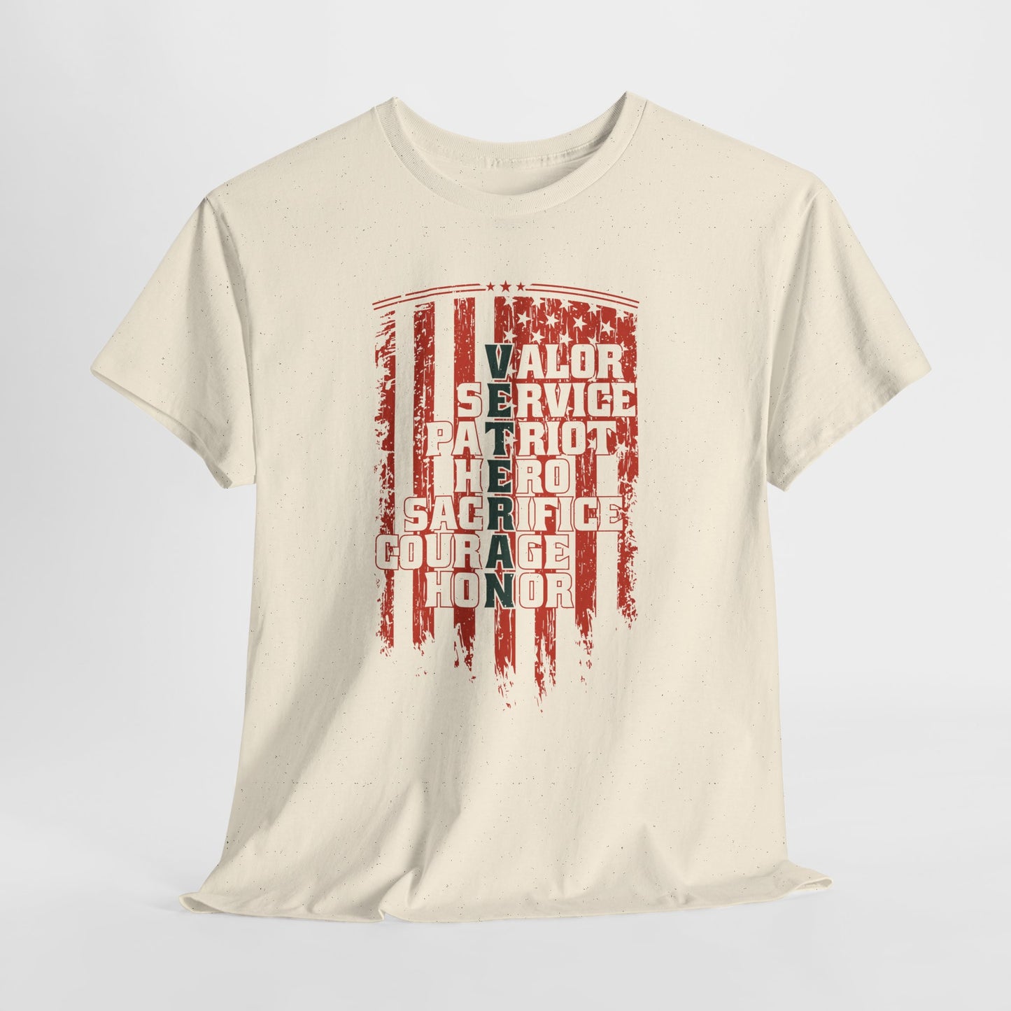 Veteran Word Art T-Shirt - Military Acronym Flag Tee