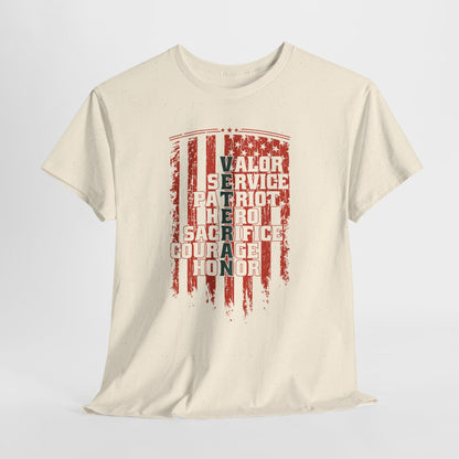 Veteran Word Art T-Shirt - Military Acronym Flag Tee