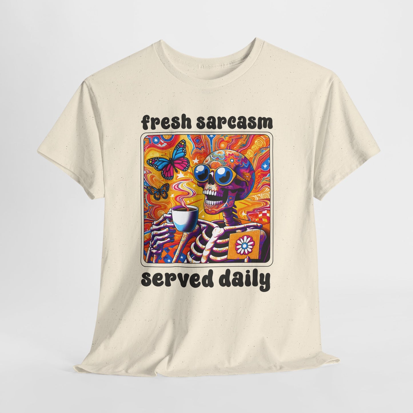 Psychedelic Coffee Skeleton T-Shirt - Trippy Boho Butterfly Tee