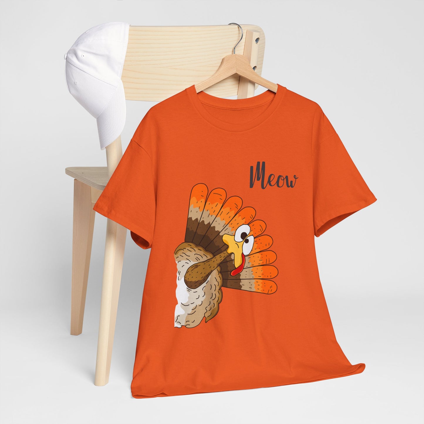 Funny Cat Turkey T-Shirt - Thanksgiving Meow Cat Lover Tee
