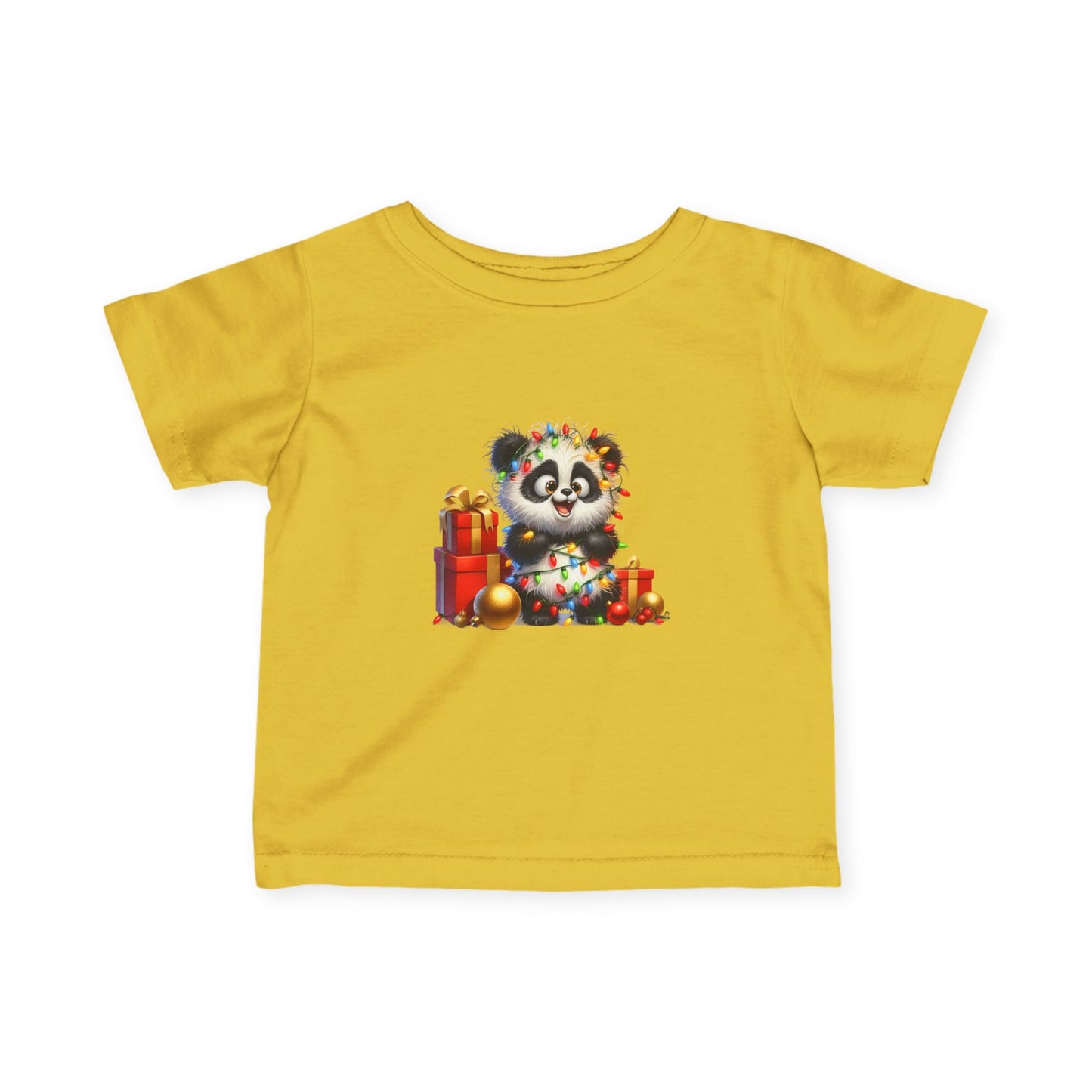 Baby Panda Christmas Lights Infant T-Shirt – Cute Holiday Outfit