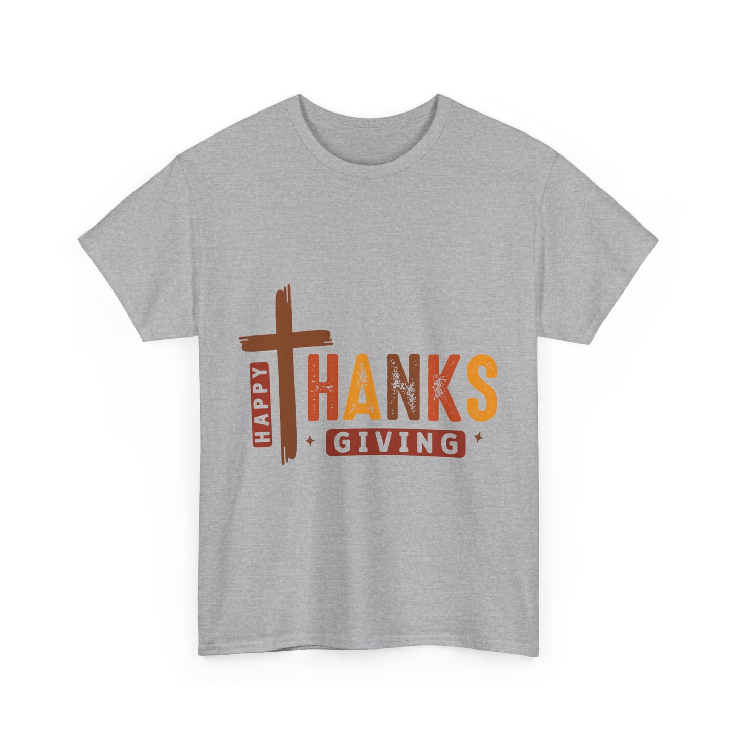 Christian Thanksgiving T-Shirt - Faith-Based “THANKS” Cross Jesus Tee