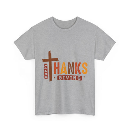 Christian Thanksgiving T-Shirt - Faith-Based “THANKS” Cross Jesus Tee