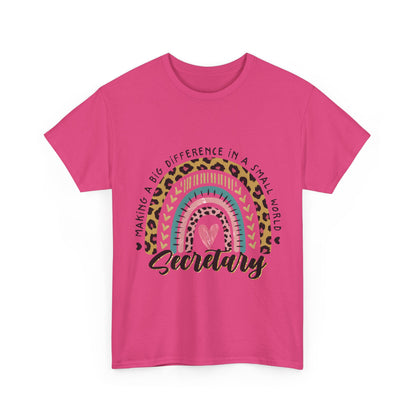 Secretary Rainbow Shirt - Cute Leopard Print Office Tee for Secretaries, Glam Animal Print Heart Gift, Boho Office Assistant T-Shirt