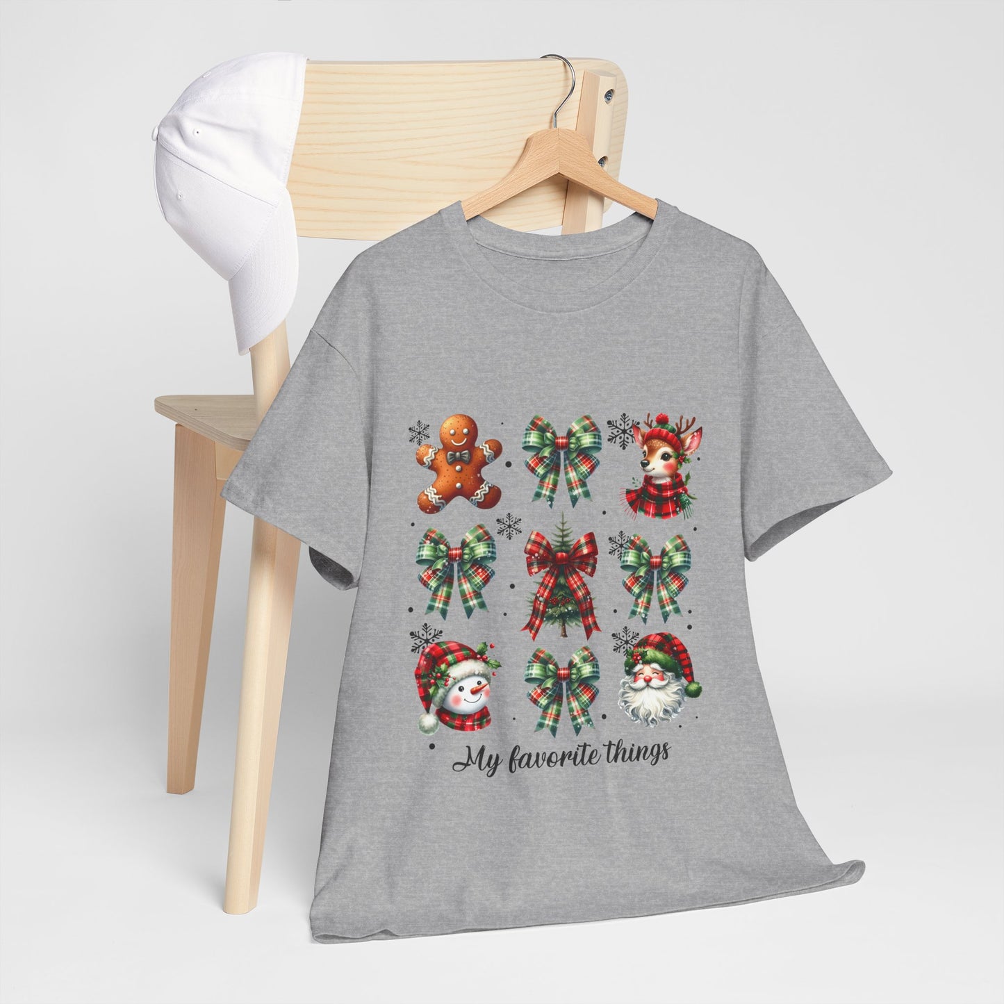 My Favorite Christmas Things Shirt - Plaid Bows Reindeer Gingerbread Tee