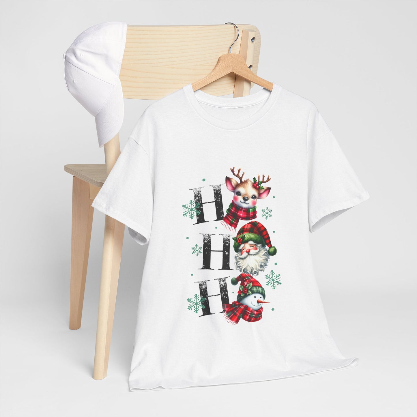 Ho Ho Ho Christmas Shirt - Cute Reindeer, Santa & Snowman Tee