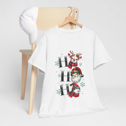 Ho Ho Ho Christmas Shirt - Cute Reindeer, Santa & Snowman Tee