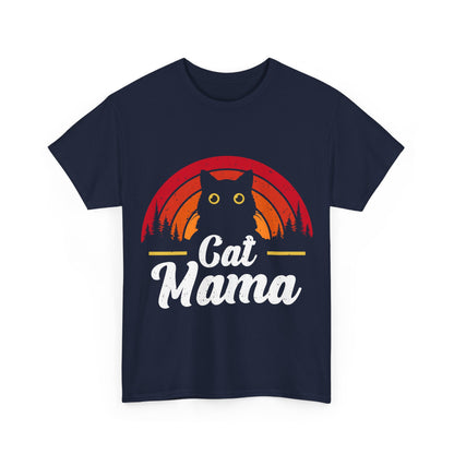 Cat Mama T-Shirt - Retro Sunset Cat Mom Tee