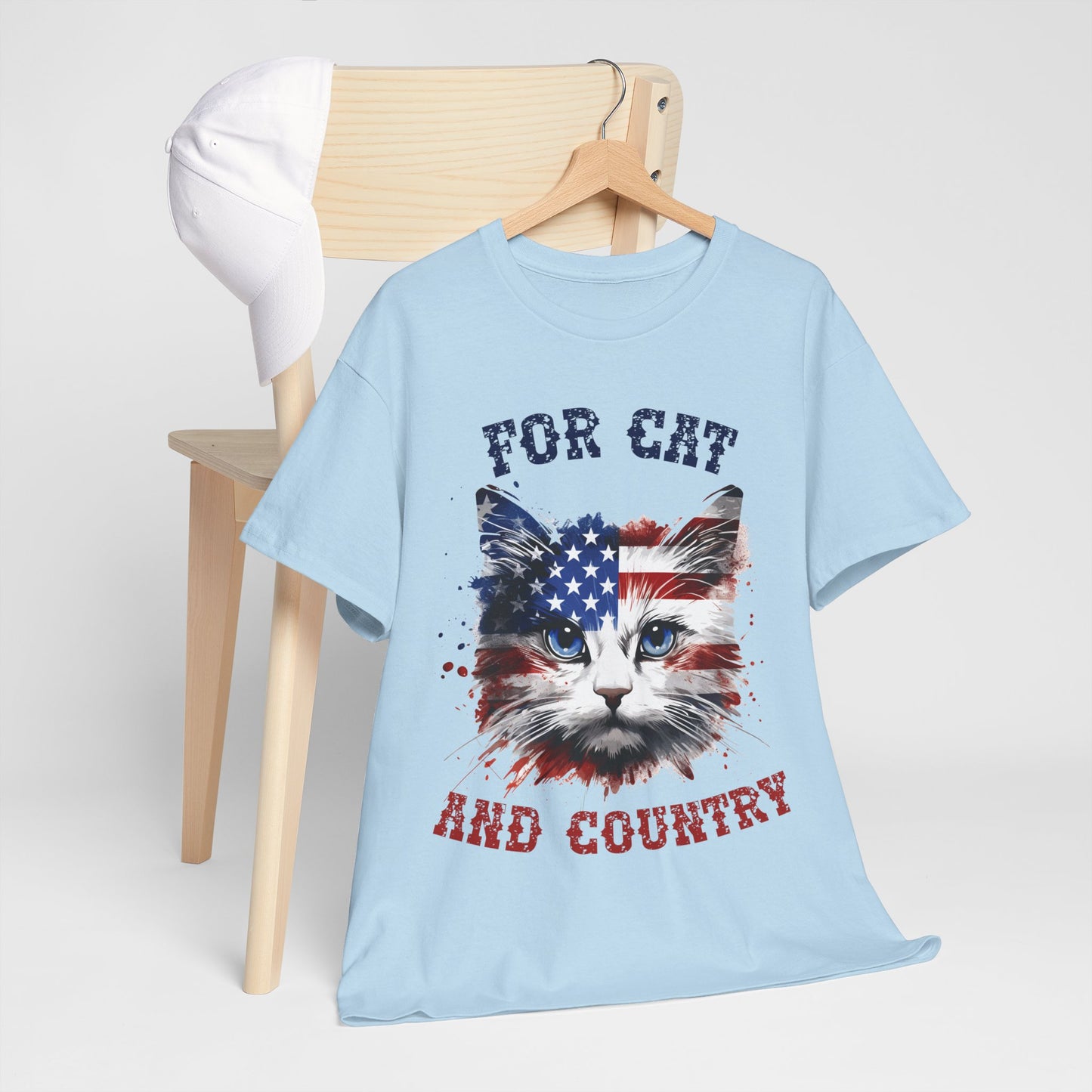 For Cat and Country Shirt - Patriotic USA Flag Cat Tee