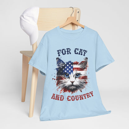 For Cat and Country Shirt - Patriotic USA Flag Cat Tee