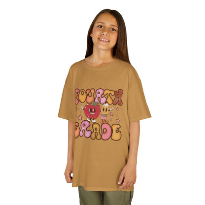 Fourth Grade Bubble Letters T-Shirt | Retro Kawaii Back to School Kids Tee