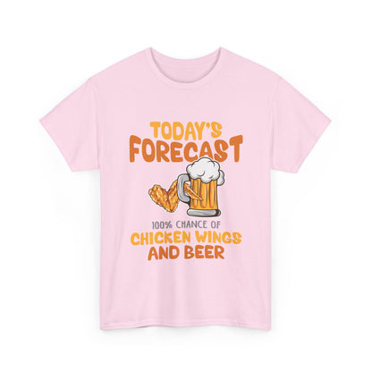 Today's Forecast 100% Chicken Wings & Beer T-Shirt - Funny Tailgate BBQ Tee