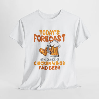Today's Forecast 100% Chicken Wings & Beer T-Shirt - Funny Tailgate BBQ Tee