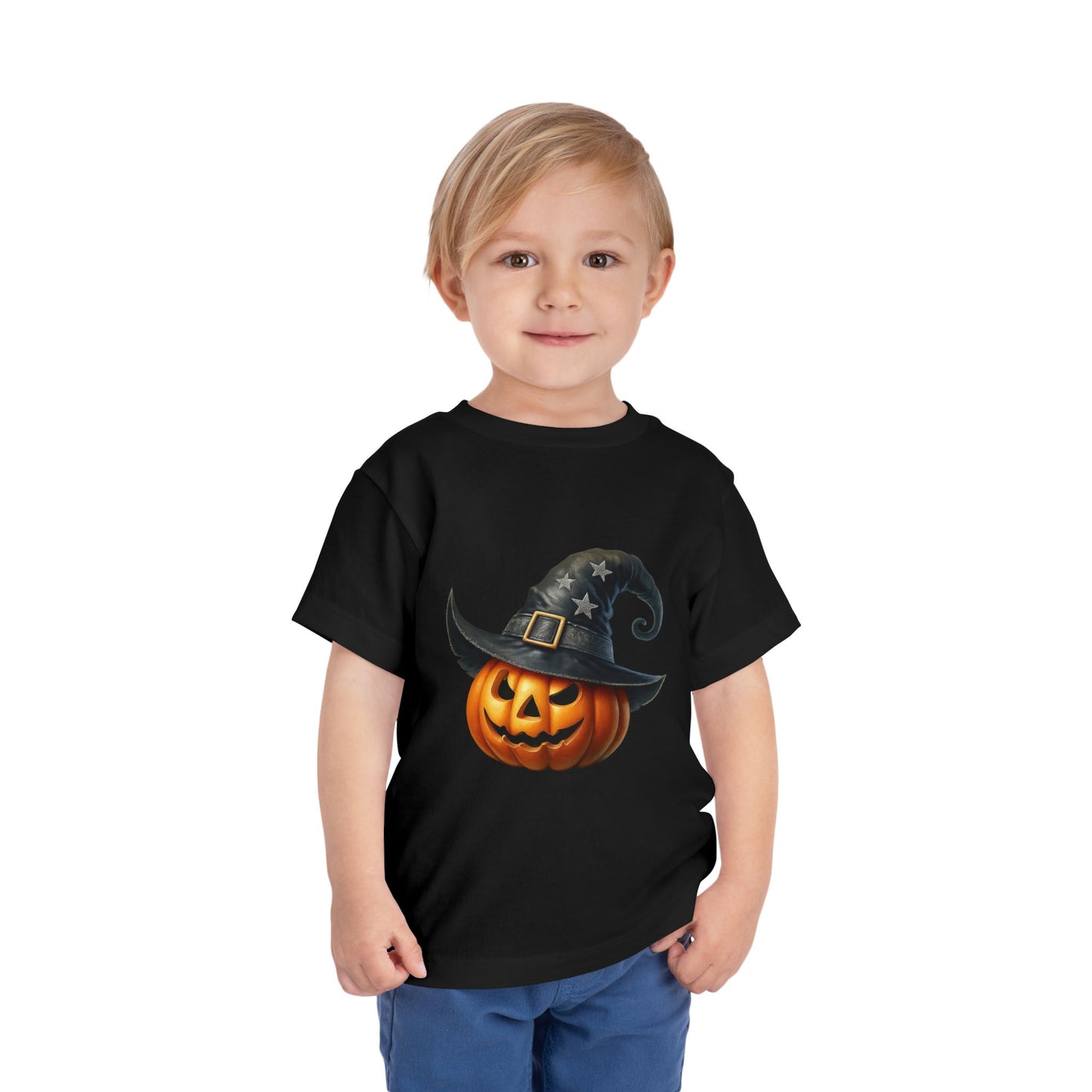 Witch Hat Pumpkin Kids T-Shirt - Smiling Jack O' Lantern Toddler Tee