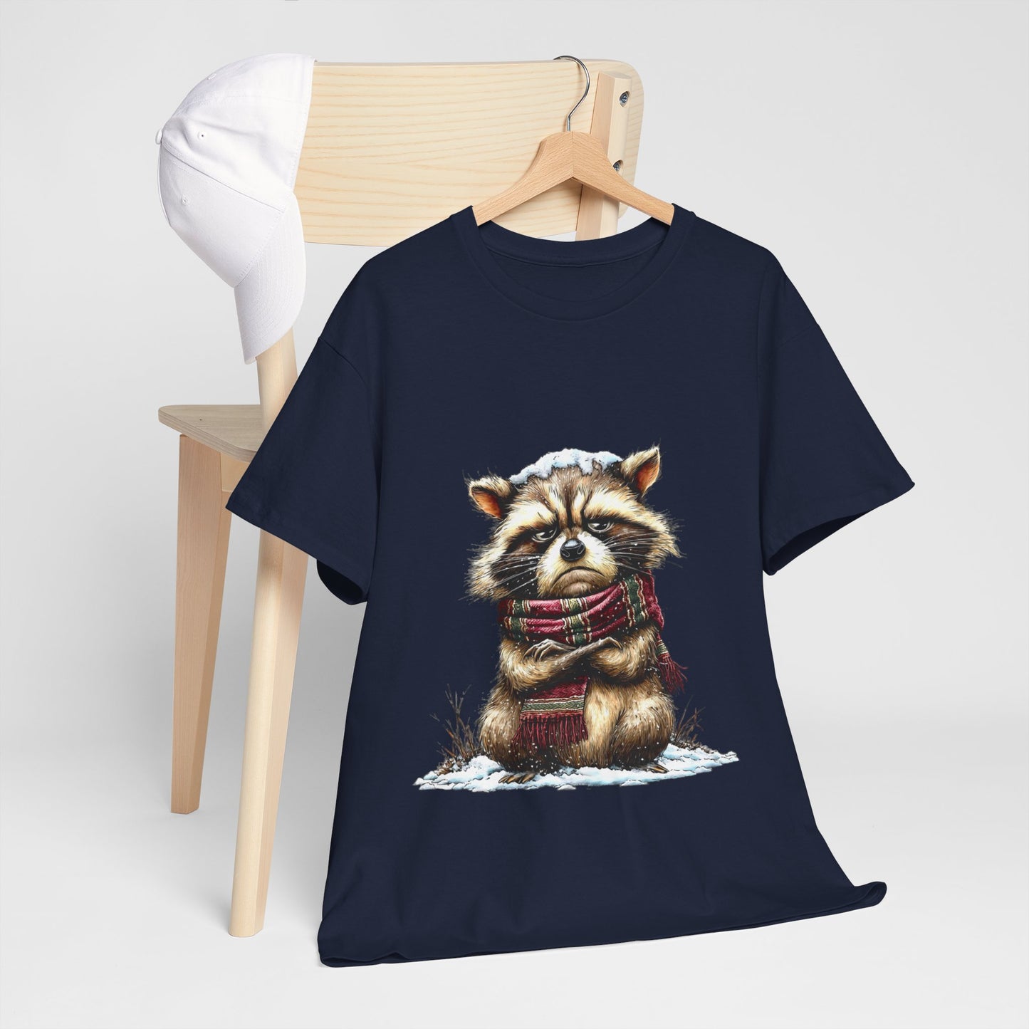 Grumpy Winter Raccoon Shirt - Funny Cozy Scarf Trash Panda Tee