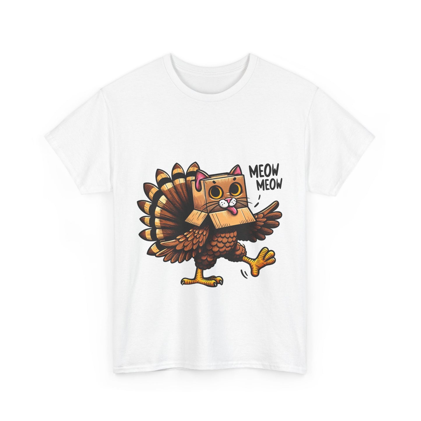 Funny Turkey Cat T-Shirt - Thanksgiving Meow Meow Cat Lover Tee