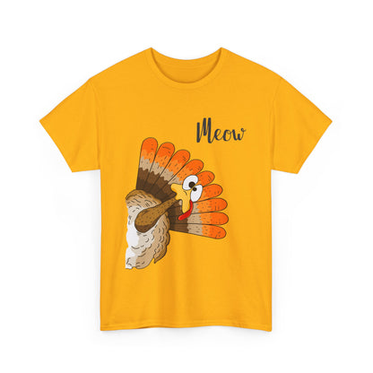 Funny Cat Turkey T-Shirt - Thanksgiving Meow Cat Lover Tee