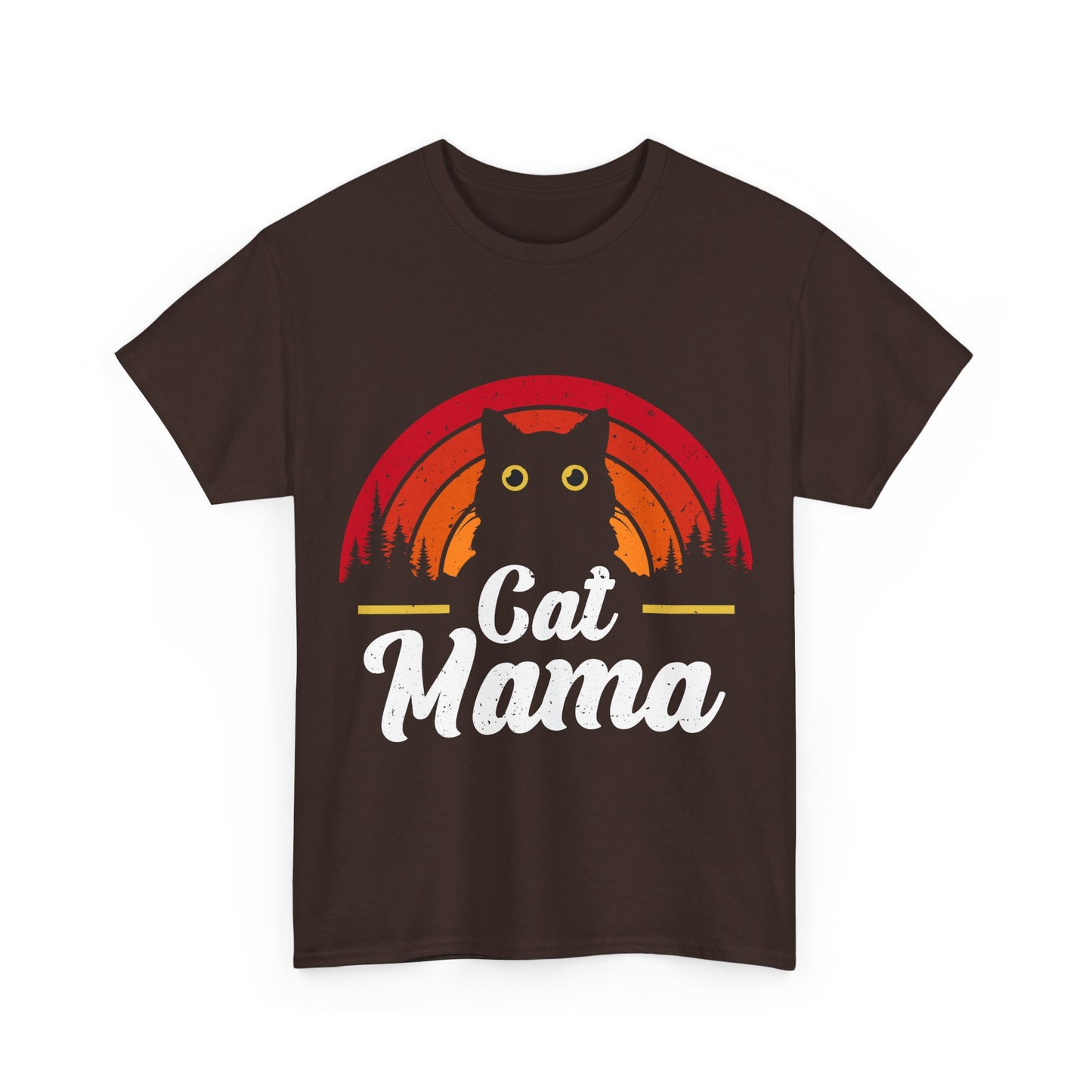 Cat Mama T-Shirt - Retro Sunset Cat Mom Tee