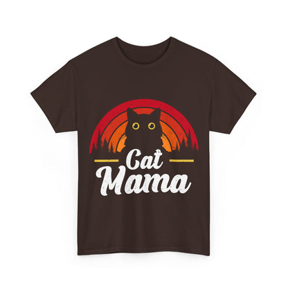 Cat Mama T-Shirt - Retro Sunset Cat Mom Tee