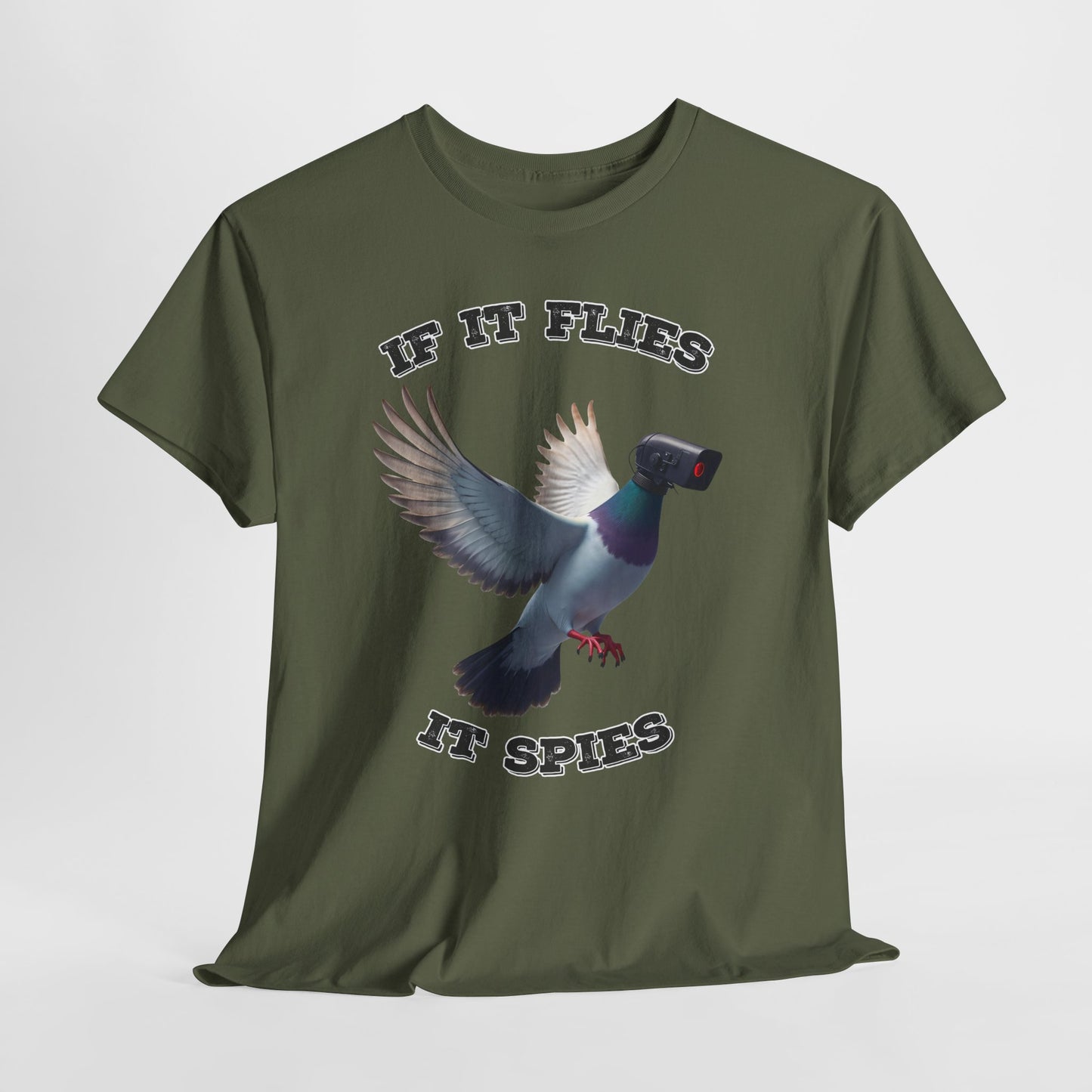 If It Flies It Spies Shirt - Pigeon Surveillance Meme Tee