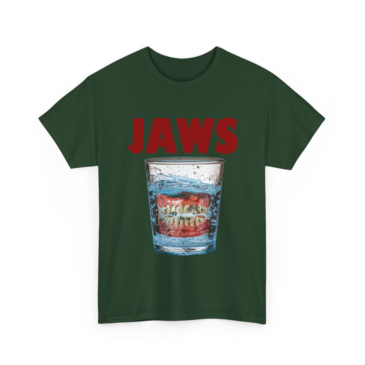JAWS Parody - Funny Denture in Water Glass T-Shirt for Movie & Humor Fans