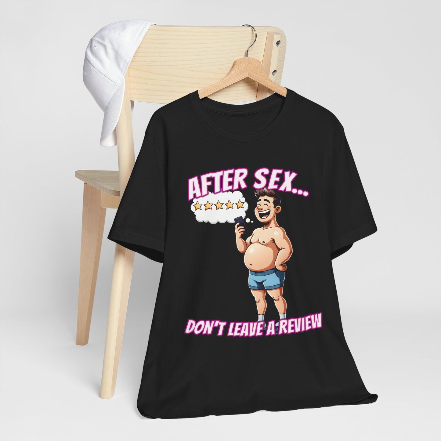 After Sex Don't Leave a Review Shirt - Funny 5 Star Guy Cartoon Tee - Sarcastic Dating Humor T-Shirt for Men