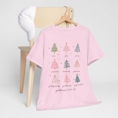 Fruits of the Spirit Christmas T-Shirt - Galatians 5:22-23 Faith Tee