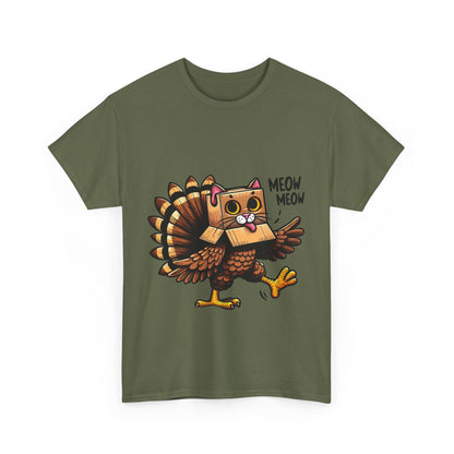 Funny Turkey Cat T-Shirt - Thanksgiving Meow Meow Cat Lover Tee