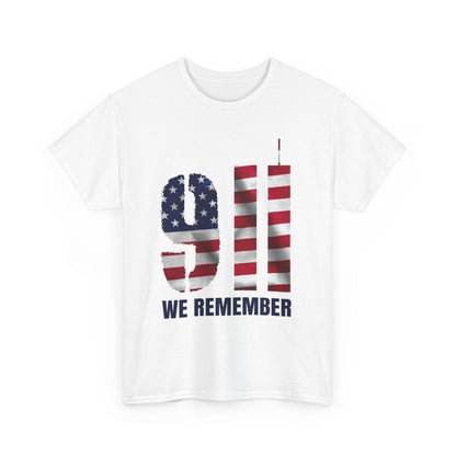 9/11 We Remember T-Shirt - American Flag Twin Towers Memorial Tee