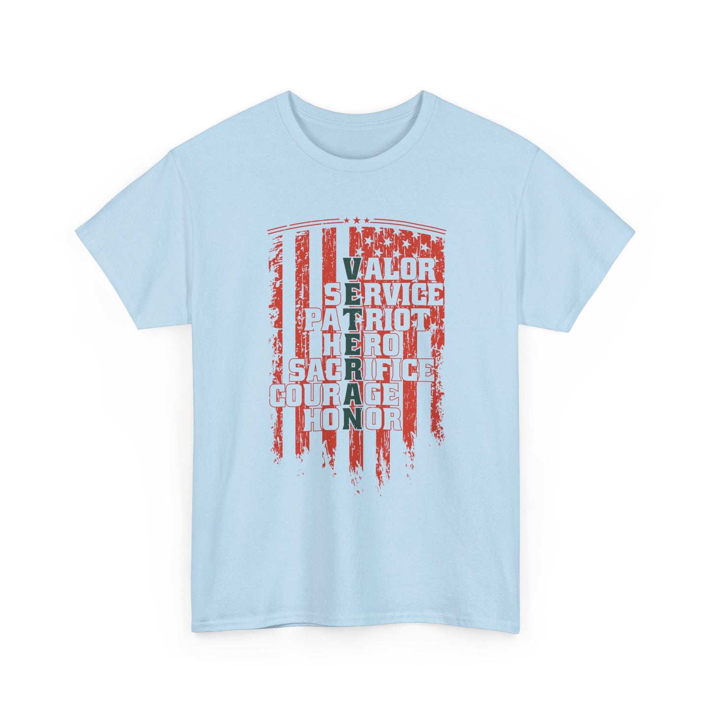 Veteran Word Art T-Shirt - Military Acronym Flag Tee