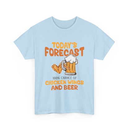 Today's Forecast 100% Chicken Wings & Beer T-Shirt - Funny Tailgate BBQ Tee