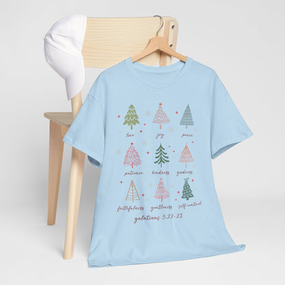 Fruits of the Spirit Christmas T-Shirt - Galatians 5:22-23 Faith Tee