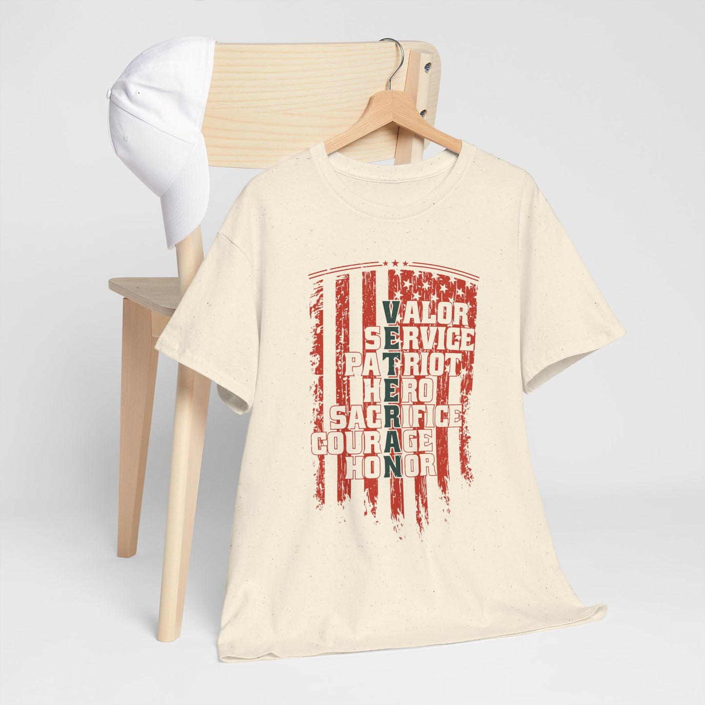 Veteran Word Art T-Shirt - Military Acronym Flag Tee