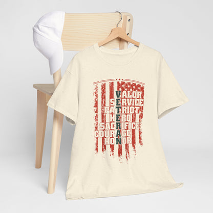 Veteran Word Art T-Shirt - Military Acronym Flag Tee
