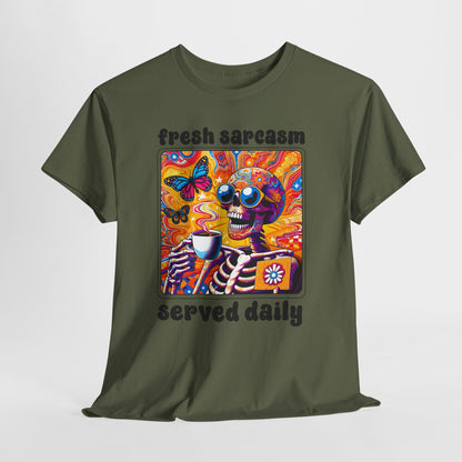 Psychedelic Coffee Skeleton T-Shirt - Trippy Boho Butterfly Tee