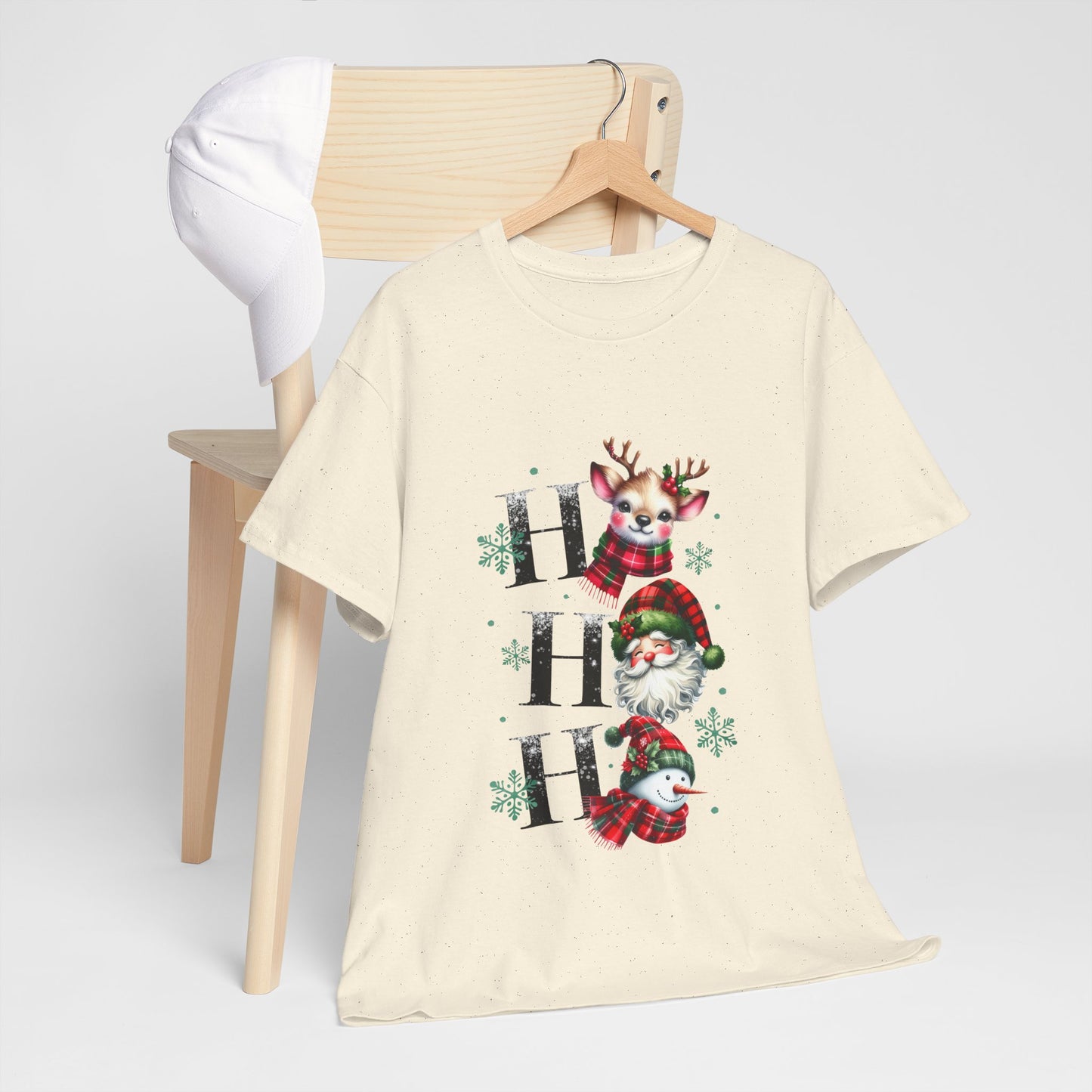 Ho Ho Ho Christmas Shirt - Cute Reindeer, Santa & Snowman Tee