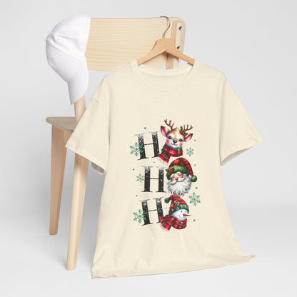 Ho Ho Ho Christmas Shirt - Cute Reindeer, Santa & Snowman Tee