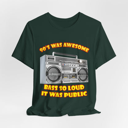 Bass So Loud It Was Public T-Shirt - Retro Boombox 90s Tee