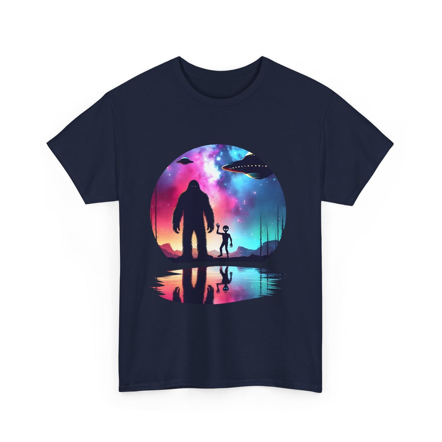 Koszulka z motywem przyjaźni Wielkiej Stopy i Obcych – Retro Vaporwave Galaxy UFO