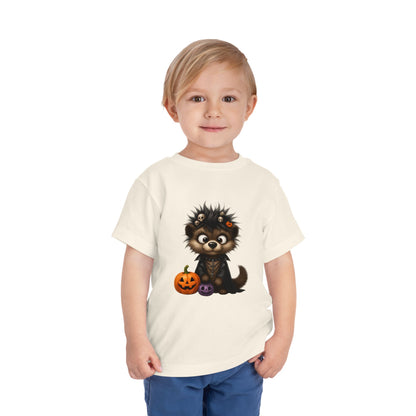 Goth Pup Kids Halloween T-Shirt - Puppy & Jack O' Lantern Toddler Tee
