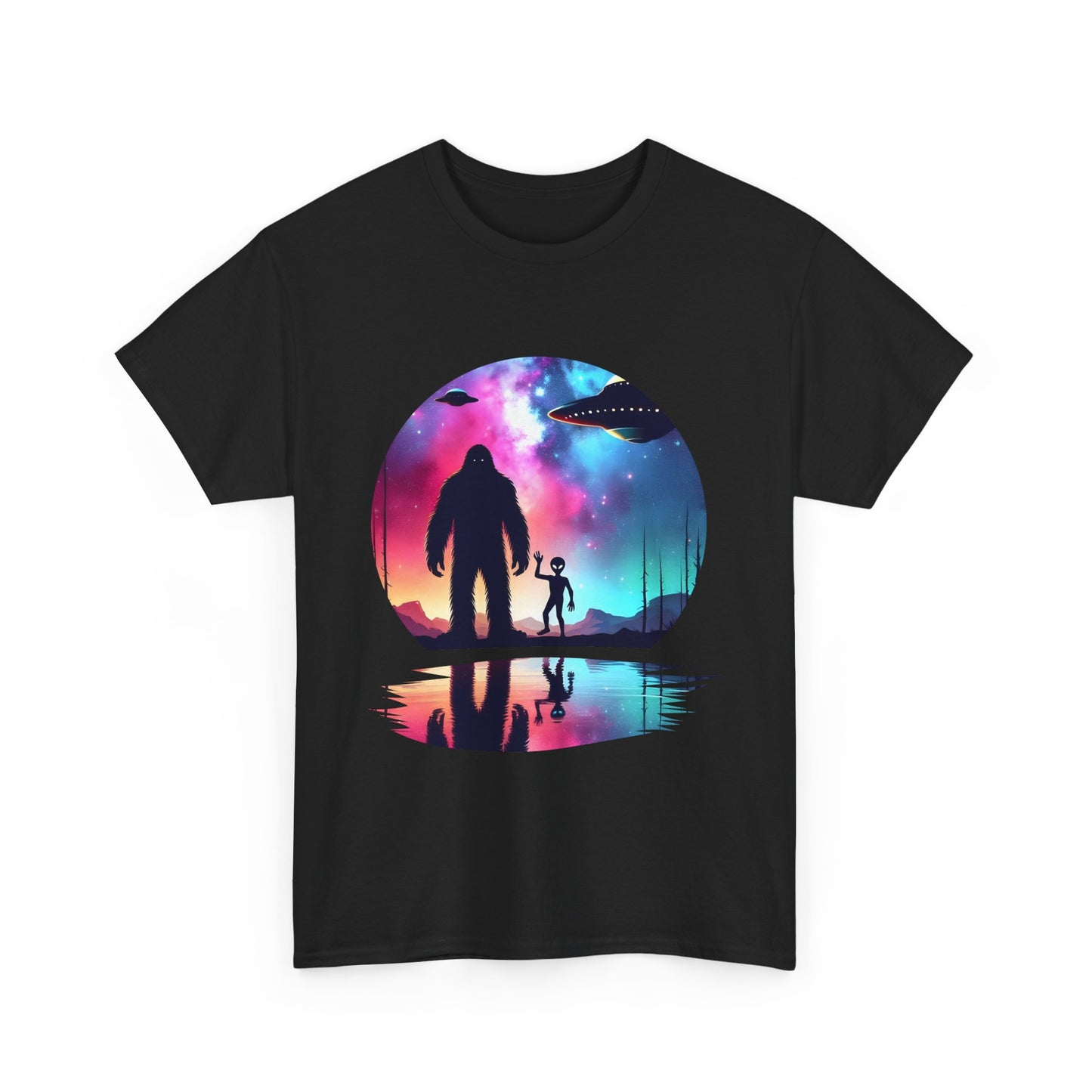 Koszulka z motywem przyjaźni Wielkiej Stopy i Obcych – Retro Vaporwave Galaxy UFO