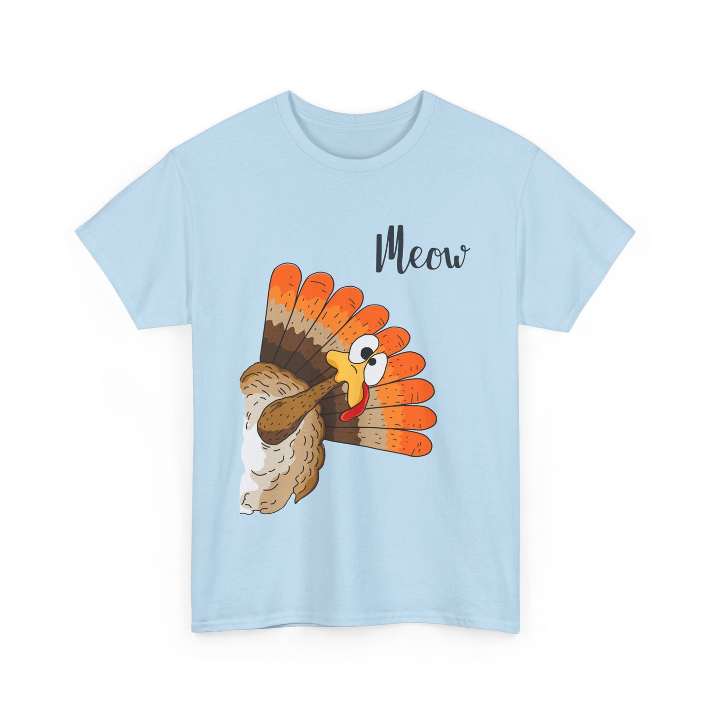 Funny Cat Turkey T-Shirt - Thanksgiving Meow Cat Lover Tee