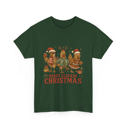 Merry Cluckin' Christmas Chicken T-Shirt - Funny Holiday Farm Tee
