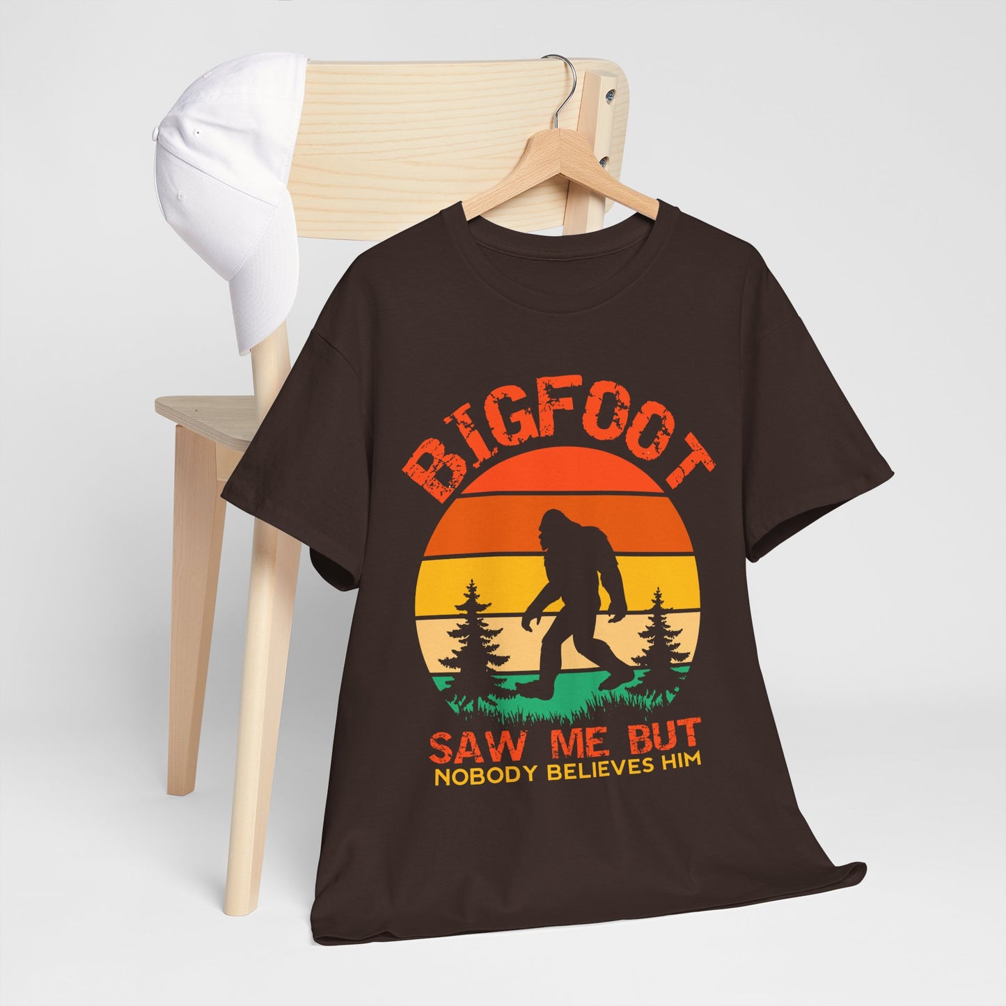 Bigfoot Saw Me But Nobody Believes Him T-Shirt - Retro Camping Cryptid Tee